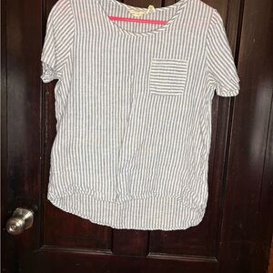 Christian Siriano Blue and White Striped Linen Shirt